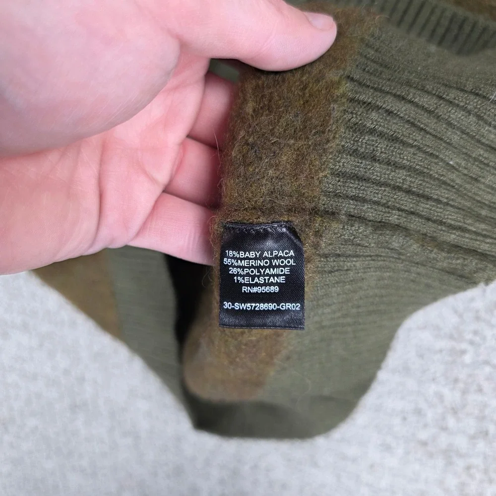 Todd Snyder Mens Baby Alpaca Merino Wool Blend Cardigan Sweater Green Large